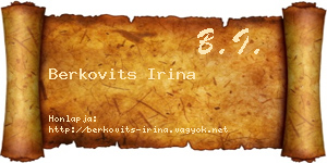 Berkovits Irina névjegykártya